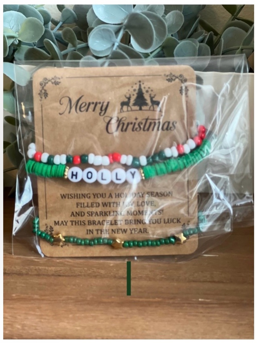 Merry Christmas Beaded Clay Bracelets, Various Designs, Choose One - Picture 6 of 16